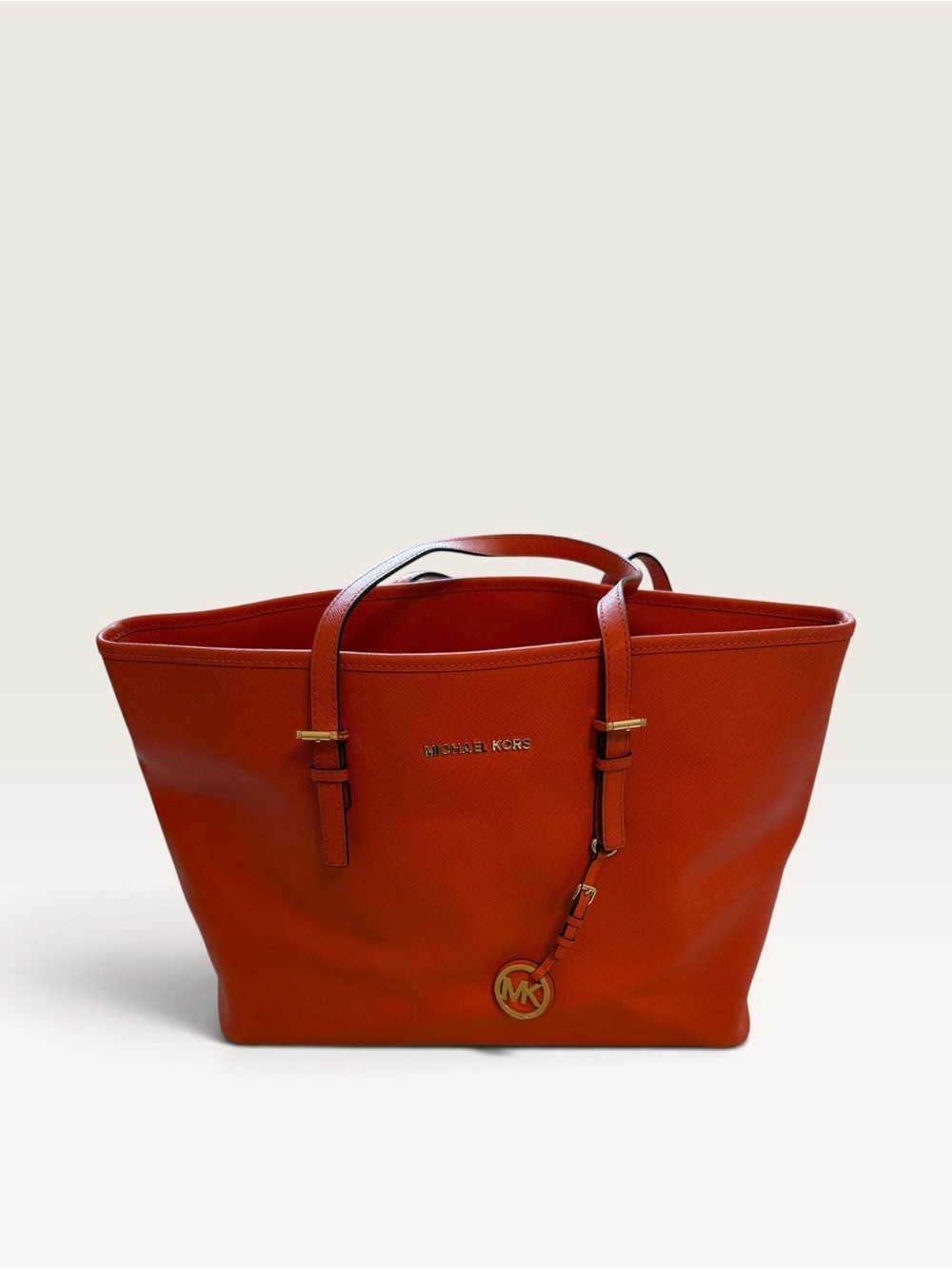Michael Kors Leather Women's Jet Set Travel Tote in Orange